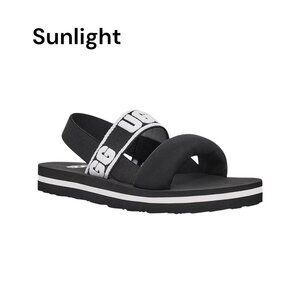 UGG Girls Zuma Sling Sport Sandals Black/White SZ 3 Lightweight Elastic Straps